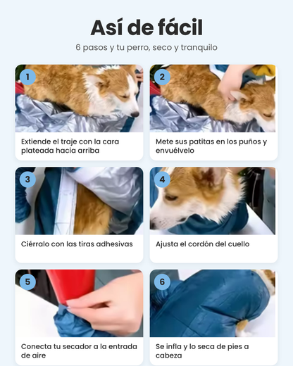 Traje secador para perros